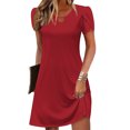 thumbnail image 2 of ClodeEU Women's Simple T Shirt Loose Dress,Cut Out Neckline,Short Sleeve Casual Mini Dress A-Red,Womens Plus XXL, 2 of 6