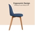 thumbnail image 6 of Set of 2 Armless Plastic Dining Chair Wood Legs for Dining Room Plastic Molded Seat With Cushion, Blue, 6 of 12