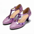 thumbnail image 7 of Women Dance Shoes 2.2" Ankle Strap Latin Dancing Heels Shining Glitter Stiletto Heels -Type F Purple US Size 8, 7 of 7
