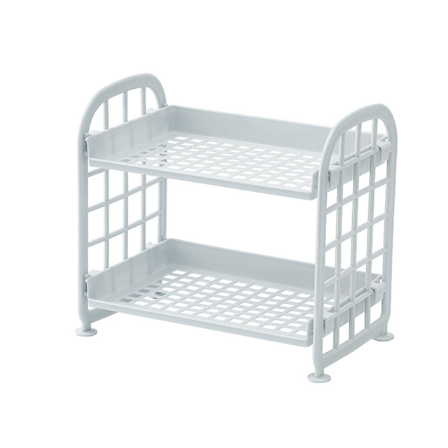 Estante de almacenamiento plegable de doble capa, estante de baño de escritorio para el hogar simple