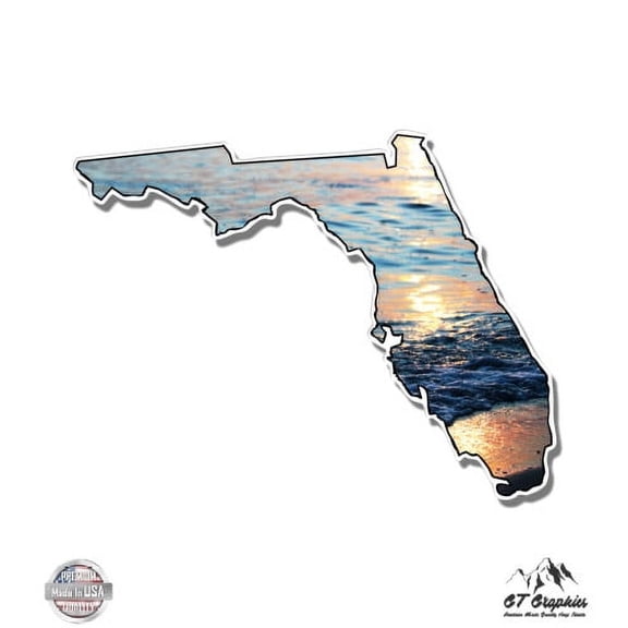 Florida Sunset on the Beach - 3" Vinyl Sticker - For Car Laptop I-Pad Phone Helmet Hard Hat - Waterproof Decal