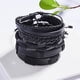 thumbnail image 4 of Pulsera de cuero de 5 piezas, pulsera de moda retro, pulsera ajustable para hombre (negro), 4 of 5