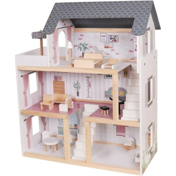 HYGRAD BUILT TO SURVIVE Dollhouse Wooden Cottage With Accessories, Foldable, 1-Count
