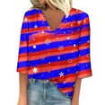 thumbnail image 2 of Fiudx Ofertas Flash Artículos En Oferta Blusa de Manga 3/4 con Estampado de Moda para Mujer, Camiseta con Cuello En V, Tops Informales para El Día de La Independencia, 2 of 4