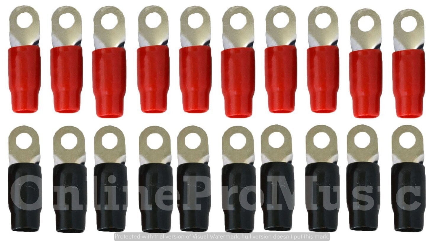 0 Gauge Gold Ring Terminal 80 Pack 1/0 AWG Wire Crimp Cable Red Black Boots 3/8" 