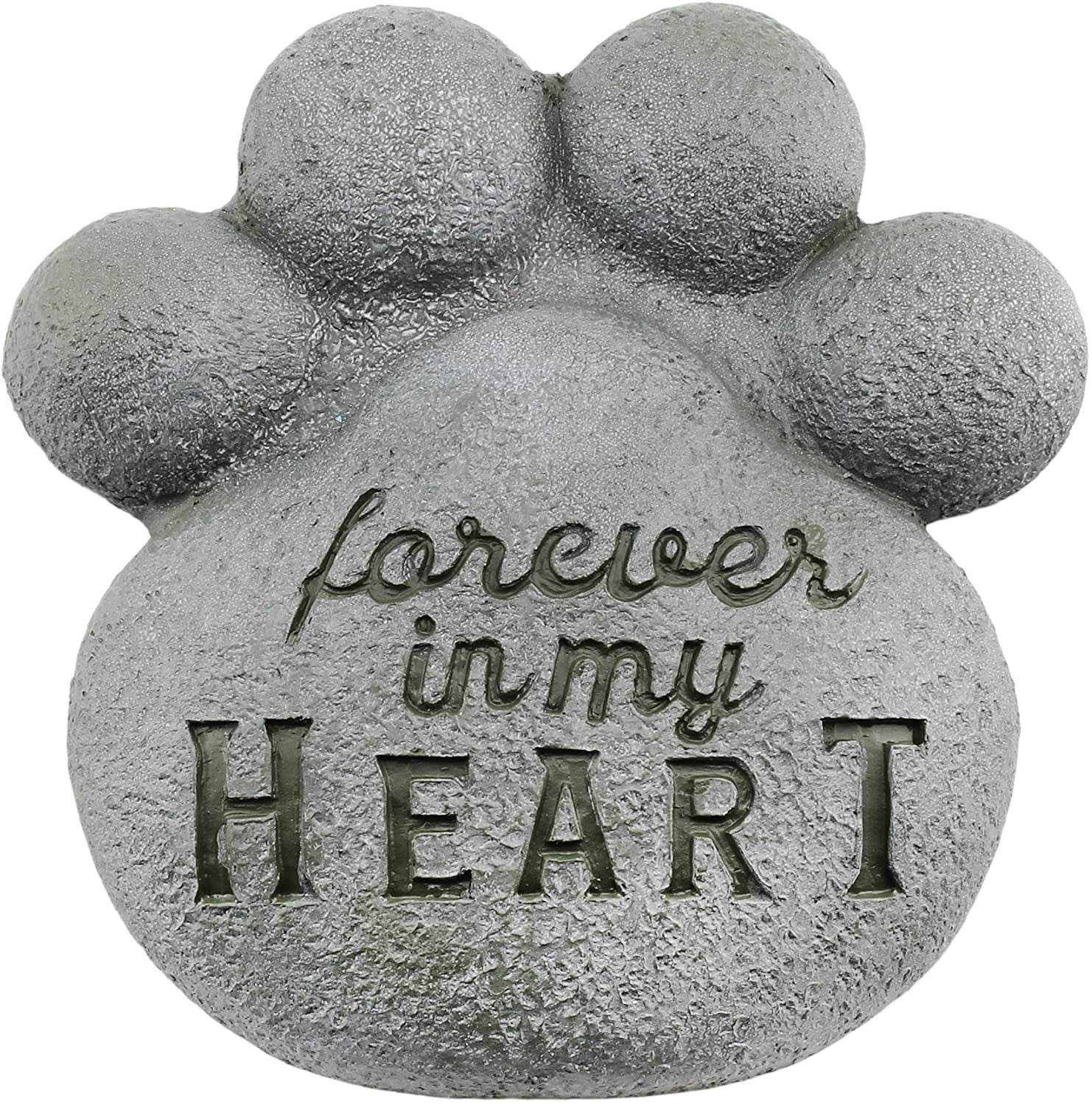 ,9.6x9.5 Heart Shaped Pet Memorial Stone Grave Marker for Dog or Cat Pet Dog Garden Stone for Outdoor Backyard Patio or Lawn,Syampathy Pet Dog Loss Gifts Paw Print Stone