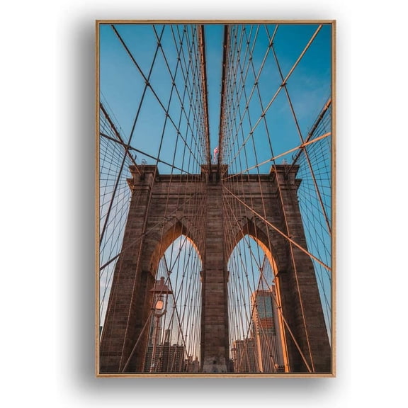 IDEA4WALL Framed Canvas Wall Art for Living Room, Bedroom Brooklyn Bridge and New York City Canvas Prints for Modern Home Decoration Ready to Hang