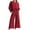 Red 2 piece outfit for women, variant on Wycnly Womens 2 Piece Outfits Cotton Linen Long Sleeve Pullover and Wide Leg Pocket Pants Sets Casual Solid Loose Ladies Lounge Sets