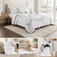 thumbnail image 6 of Twin XL Quilt Set 68''x98'', Modern White Lightweight Summer Bedspread Coverlet Set with 2 Pillow Shams, Minimalist Abstract Ribbon A Sketch Rt Breathable All Season Quilt Bedding for Dorm/Guest Room, 6 of 9