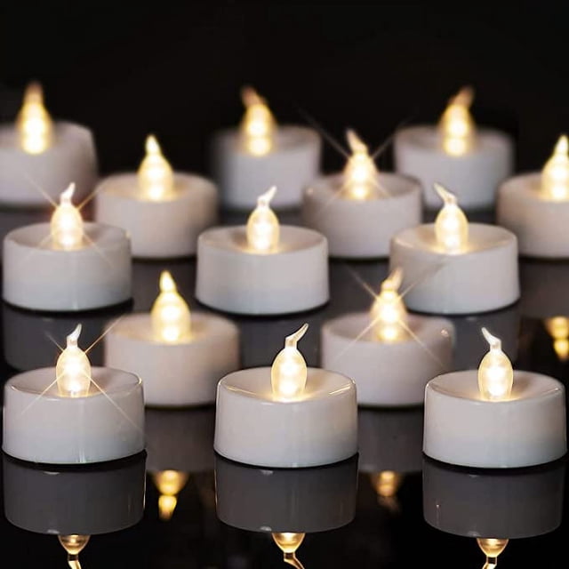 Juego de 24 velas LED sin llama - Blanco cálido - Funciona con pilas - Larga vida útil - Para bodas, fiestas, decoración del hogar