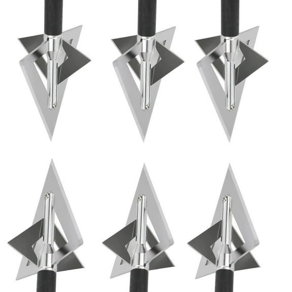 Large Broadhead Arrow Tips with 420 Steel Blades & 6061 Aluminum Shaft – Heavy-Duty Replaceable Screw-in Arrowheads for Hunting & Practice