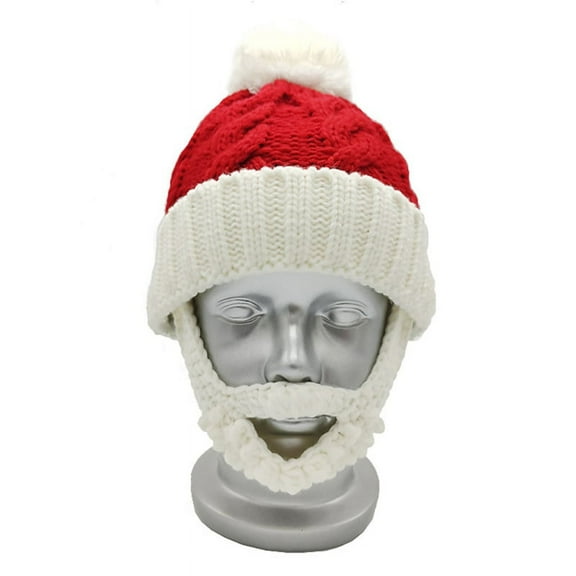 Knitted Santa Hat Beard Crochet Beanie Holiday Cap Adults Kids Unisex for New Year Festive Holiday Party Supplies