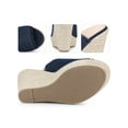 thumbnail image 5 of BLISSFUL STEP Open Toe Platform Espadrille Denim Wedge Heel Slide Sandal for Women Dark Blue 7, 5 of 8