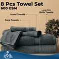 thumbnail image 4 of Dan River 8 Piece Towel Set Soft Quick Drying Cotton Bath Towel For Gym, Spa and Bathroom - Gray, 4 of 9