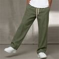 thumbnail image 5 of SAWOBUUN Men's Cotton Pants Relaxed Fit Casual Summer Pants Drawstring Elastic Waist Trousers, 5 of 9