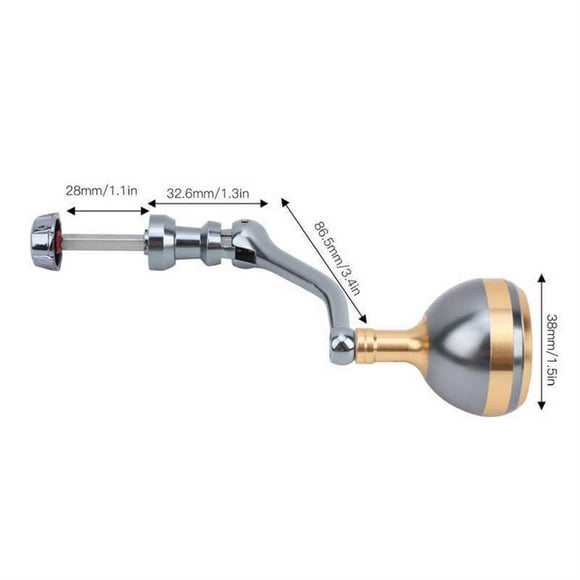 Poignée de Moulinet de Pêche Poignée de Bascule Métal Doré Argenté Pliable Moulinet à Roulettes Pièce de Rechange, Cadre Squelettique en Aluminium Rigide