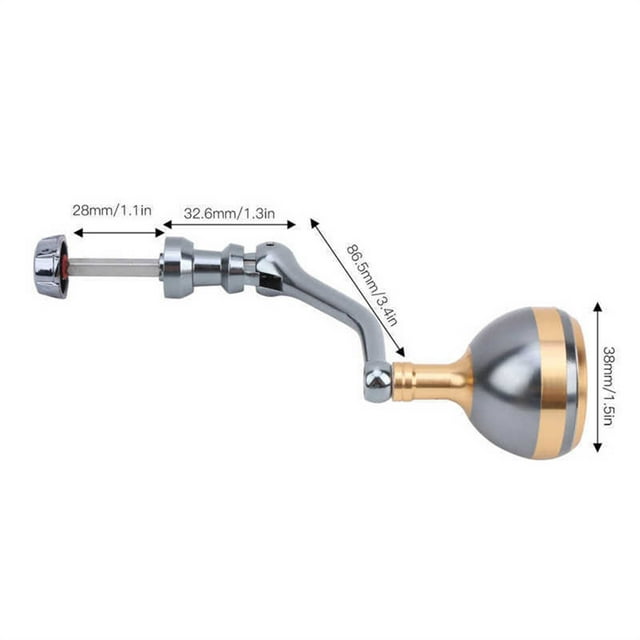 Poignée de Moulinet de Pêche Poignée de Bascule Métal Doré Argenté Pliable Moulinet à Roulettes Pièce de Rechange, Cadre Squelettique en Aluminium Rigide