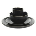 thumbnail image 5 of Gibson Home Munich Gold 16-Piece Dinnerware Set - Matte Black w/ Gold Rim, 5 of 11