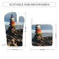 thumbnail image 2 of Ocean Lighthouse Heat Resistant Microwave Oven Gloves Set for BBQ Baking Grilling,Baking Gifts Cooks for Women,Housewarming Gifts for New Home, 2 of 6