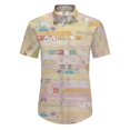 thumbnail image 1 of Camisas De Mezclilla Para Hombre Camisas estampadas para hombre, camisas de playa con botones de manga corta para hombre (Pink, L), 1 of 7