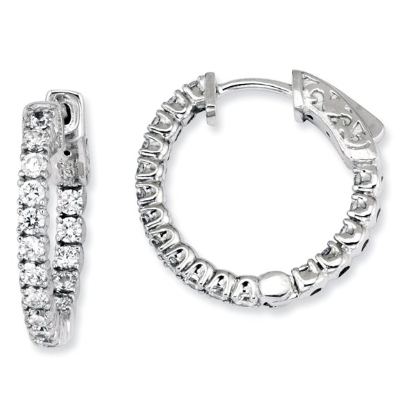 Sterling Boucles d'Oreilles Créoles Rondes en Argent CZ 34 Pierres QE7567