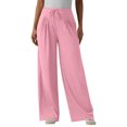 thumbnail image 3 of Women's High Waisted Wide Leg Pants Casual Pleated Palazzo Trousers Loose Fit Straight Leg Lounge Pants with Drawstring and Pockets, 3 of 6