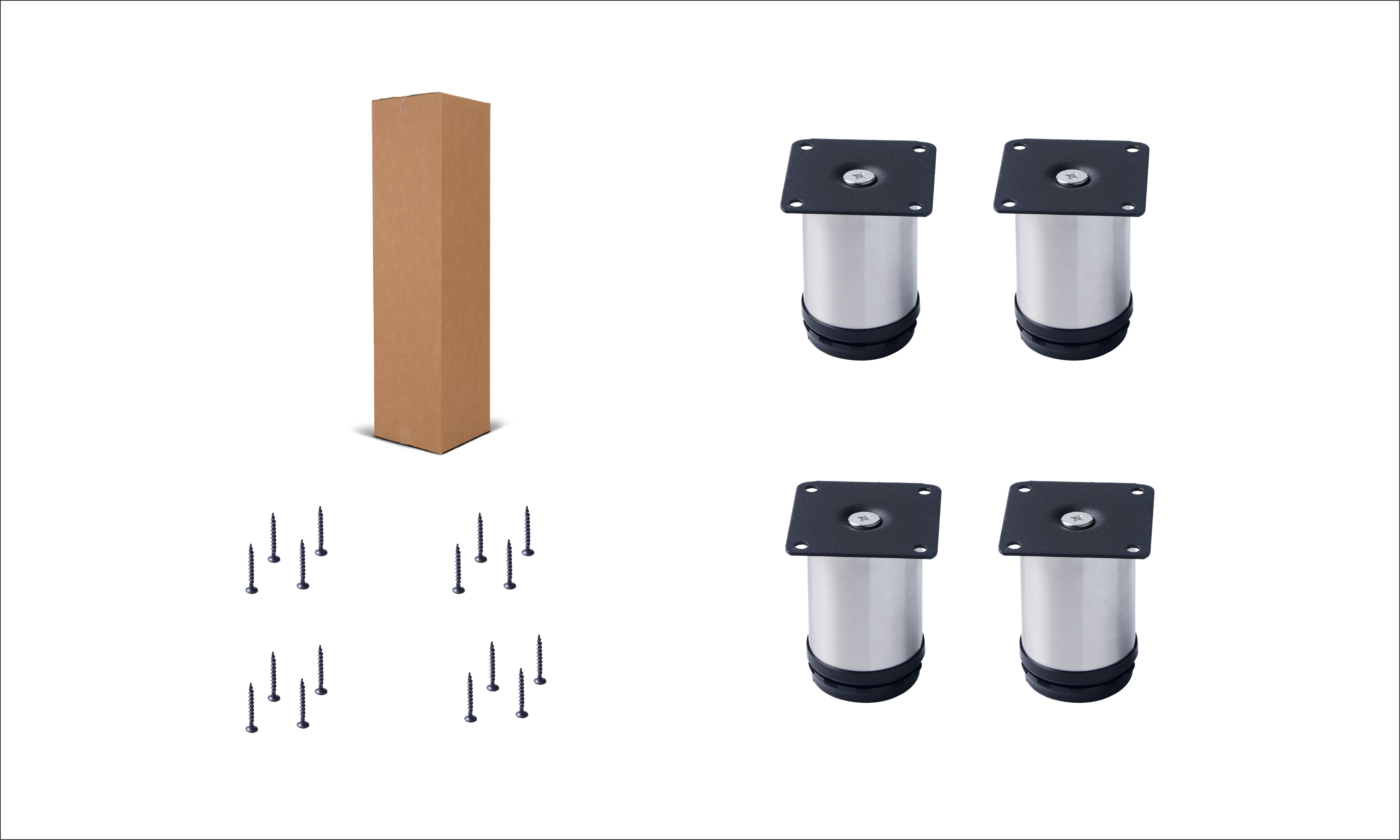 3.35" Brushed Stainless Steel Adjustable Furniture Legs Set