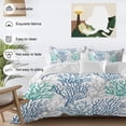 thumbnail image 4 of Blue Teal Grey Coral Coastal Duvet Cover Set, Summer Beach Nautical Ocean Soft Duvet Cover Twin Size Bedding Set 4 Pieces, 1 Quiltcover and 2 Pillowcases with Zipper, 1 Bed Sheet for All Seasons, 4 of 9