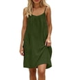 thumbnail image 4 of aohooy Backless Cami Dress for Women Open Back House Lounge Loose Short Dresses Spaghetti Strap Summer Beach Flowy Sundress 2026 Army Green,XXXL, 4 of 8