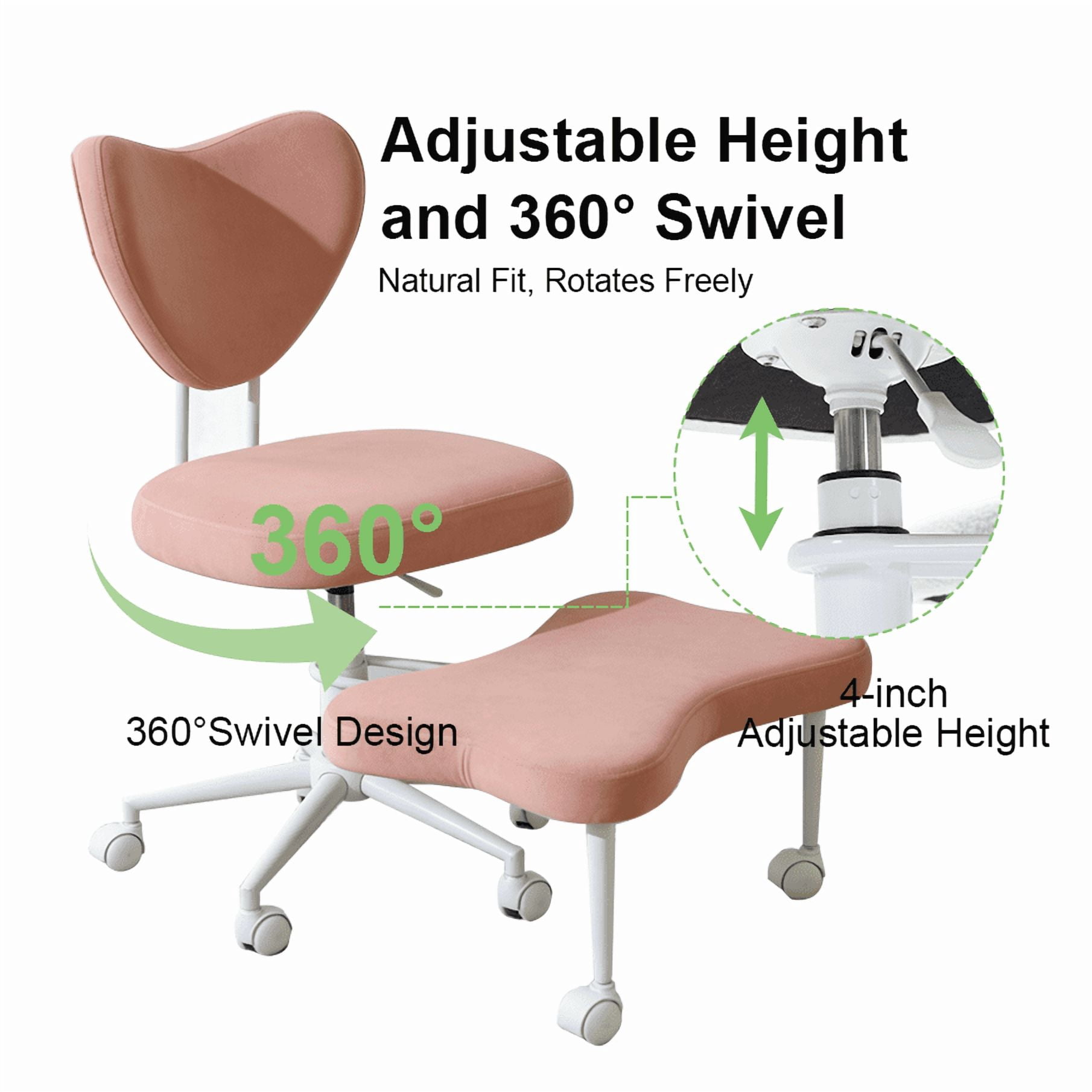 Ergonomic Meditation Chair with Lumbar Support and Height-Adjustable Cushion, Cross-Legged Seating for Office Work and Study, Pink
