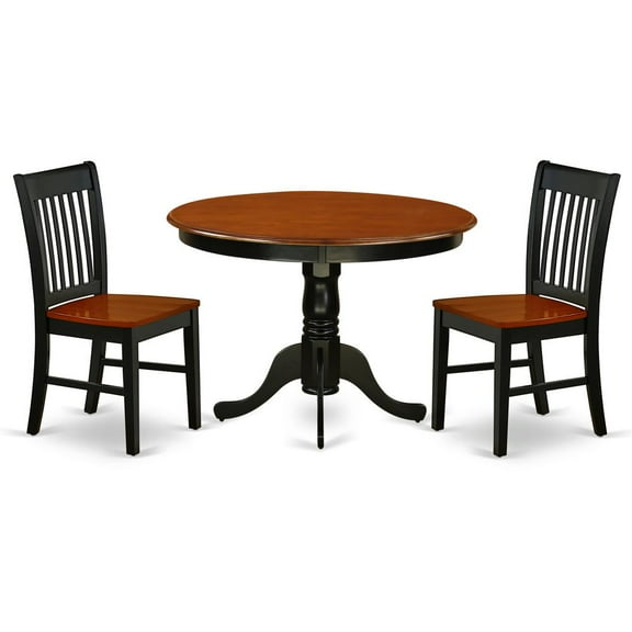 East West Furniture Dining Room Set Black & Cherry, HLNO3-BCH-W