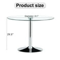 thumbnail image 7 of Hi loPres 40" Round Glass Dining Table, Modern Minimalist Kitchen Table with Clear Tempered Glass Top and Sturdy Silver Chrome Pedestal Base, 7 of 7