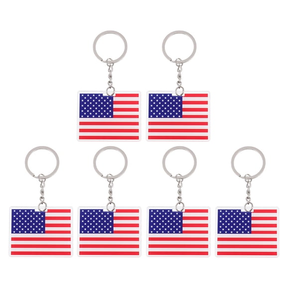 STRANDCHIC 6Pcs Usa Flag Keychain Acrylic Purse Hanging Ornament for 4Th of July Party
