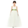 thumbnail image 2 of Ekidsbridal Girl Bridesmaid Flower Girl Dress - V-Neck Ivory Tulle Dress with Tiebow 218noFT-A (Size: 2-12), 2 of 4