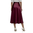 thumbnail image 3 of Women's Midi Skirts Silky Satin Flowy High Waist A Line Skirts Elegant Formal Work Business Flared Skirts, M, 3 of 4