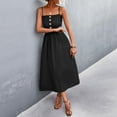 thumbnail image 4 of Robe Longue d'Été pour Femmes Robe à Bretelles Bouton Solide Décontractée Longue Robe d'Été Décontractée pour Femmes, 4 of 8