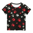 thumbnail image 7 of AUNVITO Unisex Kids Casual Dog Paw Print Round Neck Short Sleeve T-Shirt Summer Graphic Tee Playful Style, 7 of 7