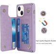 thumbnail image 4 of for iPhone 13 Mini Wallet Case with RFID Blocking Card Holder for Girls Women,Premium PU Leather Magnetic Buttons Stand Flip Wrist Strap Case for iPhone 13 Mini 5.4 Inch,Heart Purple, 4 of 14