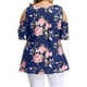 thumbnail image 3 of Camisa de mujer Blusa de manga corta con hombros descubiertos y estampado floral, azul, 5XL Inevent AP002473-25, 3 of 6