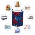 thumbnail image 4 of Balery Red White Blue Fireworks Cesta de ropa redonda con asas, impermeable, independiente, para ropa, juguetes, dormitorio y familia-Small, 4 of 6