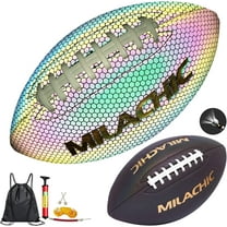 KPASON Holographic Reflective Glowing Football, official Size 9, Black