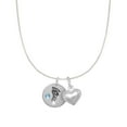 thumbnail image 1 of Sterling Silver Blue Crystal Baby Footprint and Heart Charm Necklace, 1 of 3