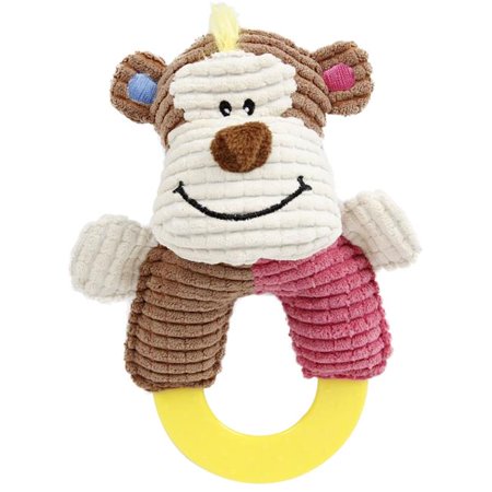 UPC: 0810051333329 | Pet Life DT57PB Ring-O-Round Plush Squeaking & Rubber Teething Newborn Puppy Dog Toy  Pink & Brown – One Size