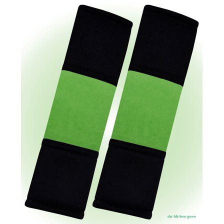 Designcovers set(2 pcs) Black-Lime Green Universal Velour Car Safety Seat Belt Strap Cover Shoulder Pad