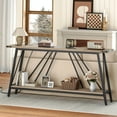 thumbnail image 3 of Console Table, Console Table with Charging Station, Industrial Entryway Table, 2-Tier Foyer Table, Sturdy Frame, Easy Assembly, for Living Room, Entrance, Corridor, Greige and Black  BG152UXG01, 3 of 8