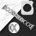 thumbnail image 3 of For Apple Watch Series 3/2/1 42mm Hollow X-Shape Rhinestones Decor Strap + Glitter Silver Watch Case, 3 of 3