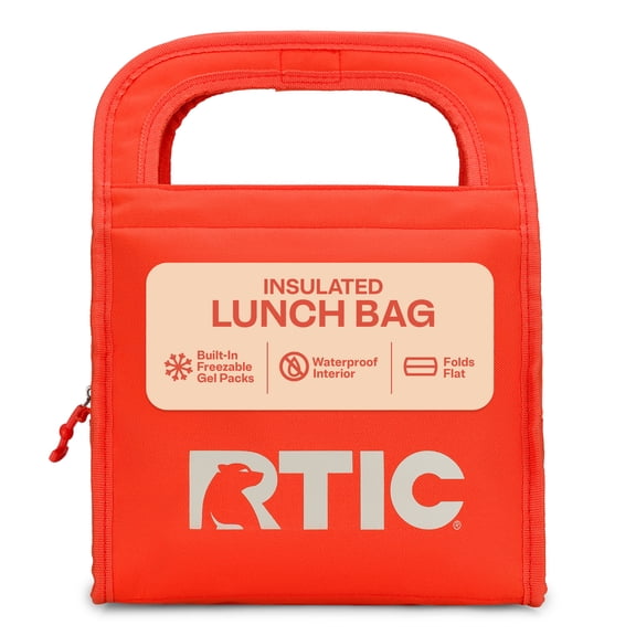 RTIC Insulated Freezable and Collapsible Lunch Bag, Persimmon