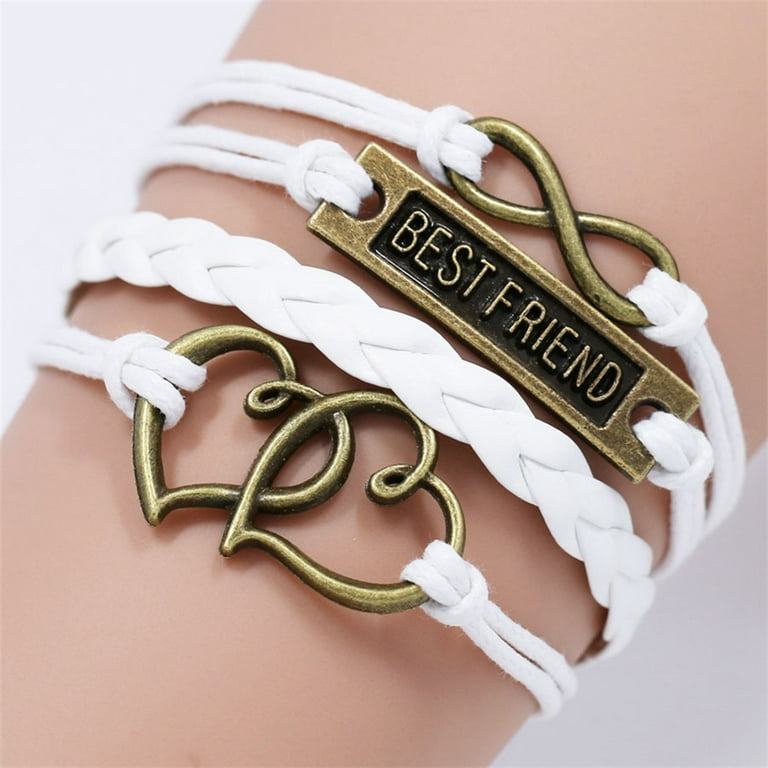 2pcs Adjustable Best Friend Friendship PU Bracelet Wirstband Pink