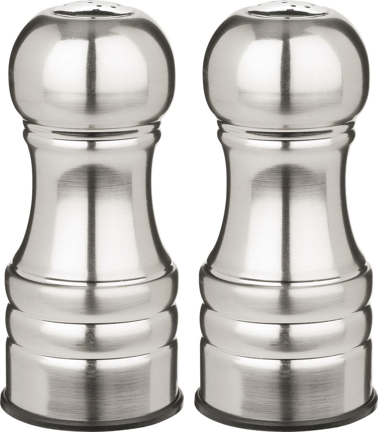 Trudeau Maison Century Stainless Steel 4.5-inch Salt and Pepper Shakers, Stainless Salt & pepper shaker