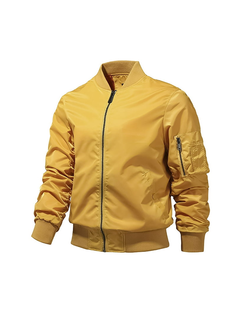 veinte ir al trabajo Optimismo YYDGH Men's Plus Size Jackets-Windproof Bomber Jacket Full Zip Winter Warm  Padded Coats Outwear(Yellow,4XL) - Walmart.com